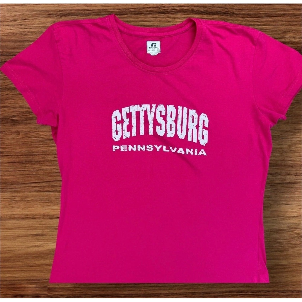 Gettysburg Pennsylvania Graphic T-Shirt Russell Athletic Womens XXL Pink White
